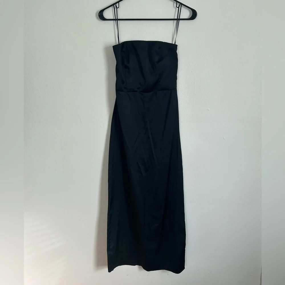 Abercrombie Black Strapless Satin Sculpt Maxi Dress